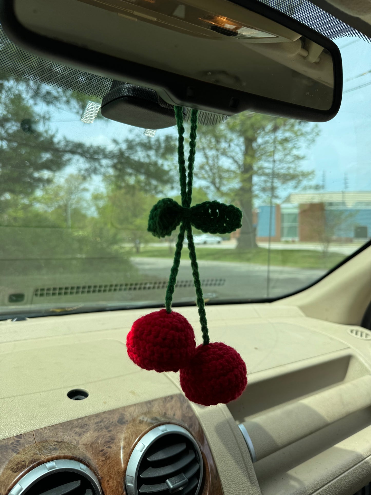 Crochet cherry car hangers